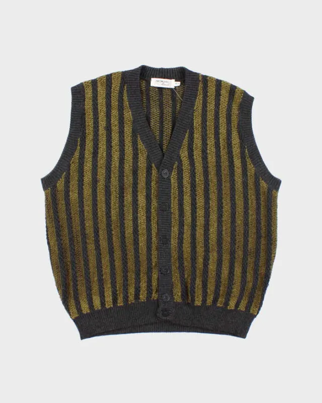 Vintage Mondo Wool Blend Striped Knit Tank Cardigan - M sold by Rokit