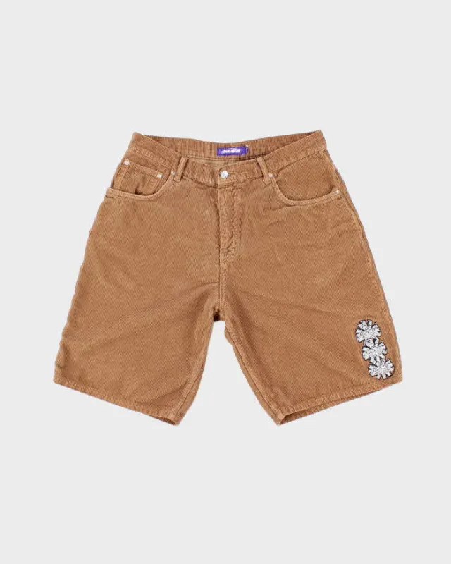 Fcking Awesome Embroidered Spell Out Brown Corduroy Shorts - W32 L10 sold by Rokit