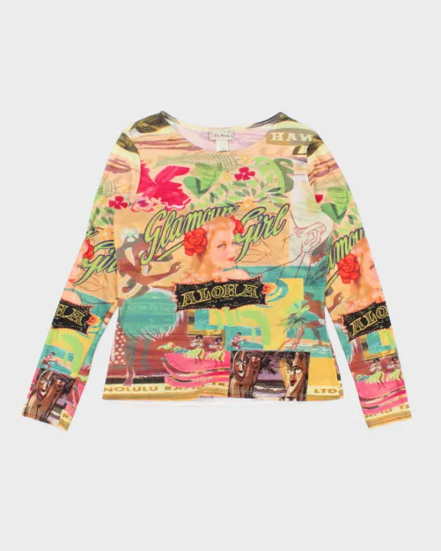 Vintage Y2k 00s Big Bang Mesh Long Sleeve Top - L sold by Rokit