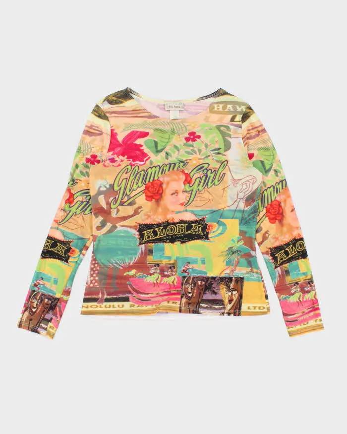 Vintage Y2k 00s Big Bang Mesh Long Sleeve Top - L sold by Rokit