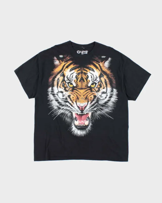 Vintage Liquid Blue Big Tiger Face Graphic T-Shirt - XL sold by Rokit