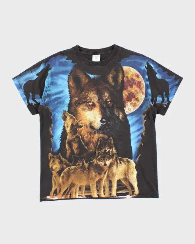 Vintage 90's Wolf Pact All Over Print Graphic T-Shirt - M sold by Rokit