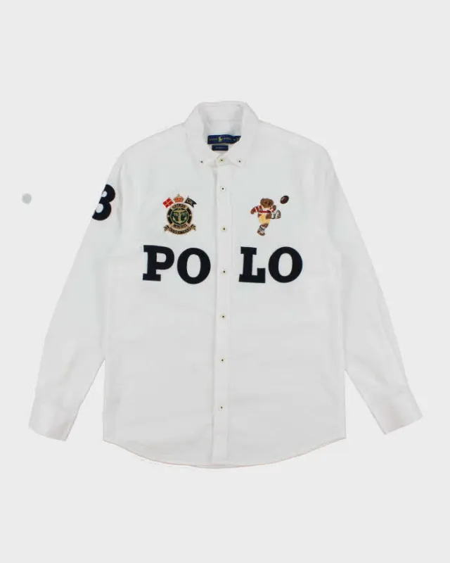 Vintage 2000's Ralph Lauren Patched Polo Spell Out Long Sleeve Shirt - XL sold by Rokit