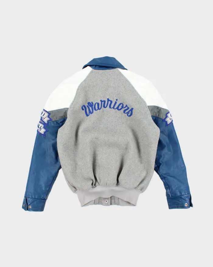 Men's Vintage Leather Blue and Grey Bomber Jacket - M sold by Rokit product image thumbnail 2