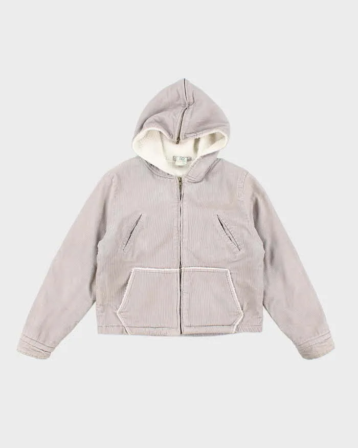 Vintage 90's 725 Originals Grey Cropped Corduroy Hooded Jacket - M sold by Rokit
