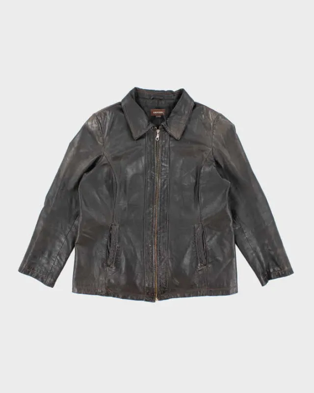 Women's Vintage 1990s Danier Black Leather Jacket - L sold by Rokit