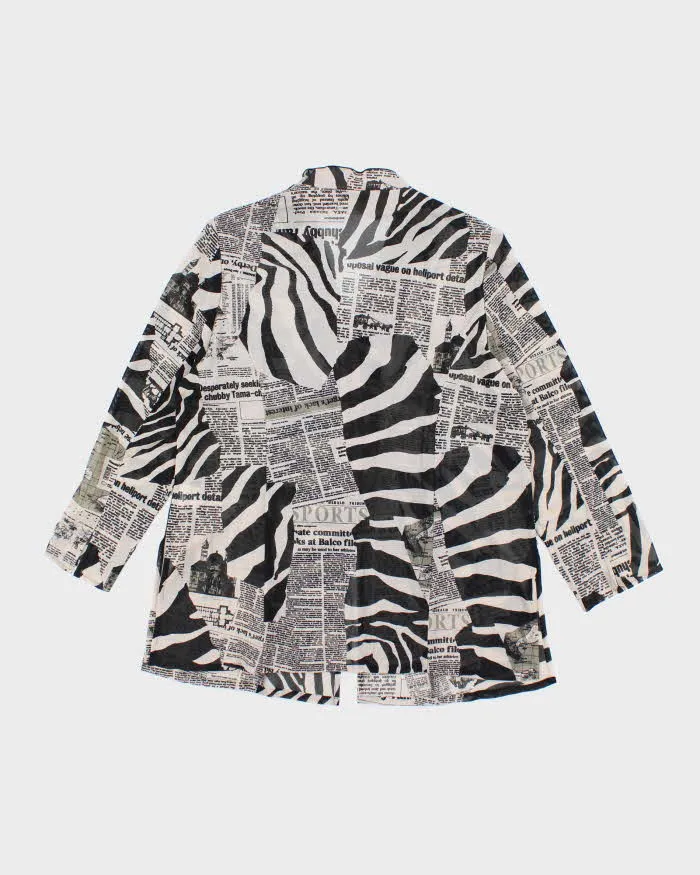 Vintage Y2k 00s Animal & Newspaper Print Mesh Blouse - L sold by Rokit product image thumbnail 2