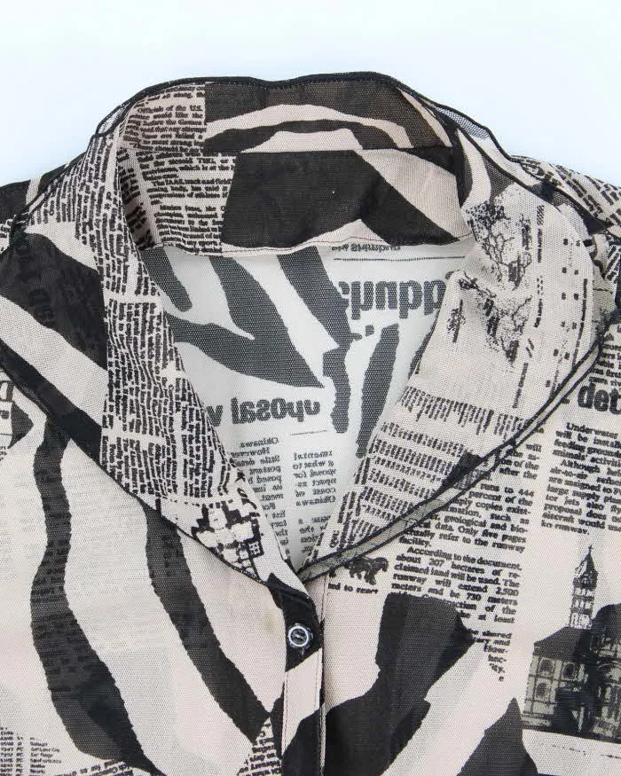 Vintage Y2k 00s Animal & Newspaper Print Mesh Blouse - L sold by Rokit product image thumbnail 5