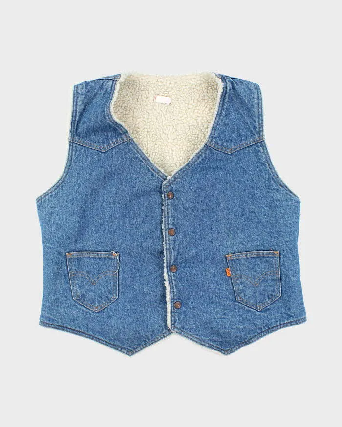 Vintage 80's Levi's Orange Tab Fleece Lined Denim Gilet - M sold by Rokit