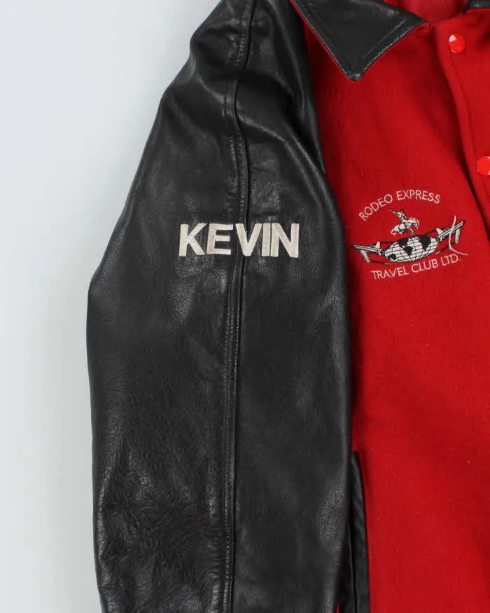 Vintage 90's Heavyweight Leather Embroidered Varsity Jacket - L sold by Rokit product image thumbnail 4