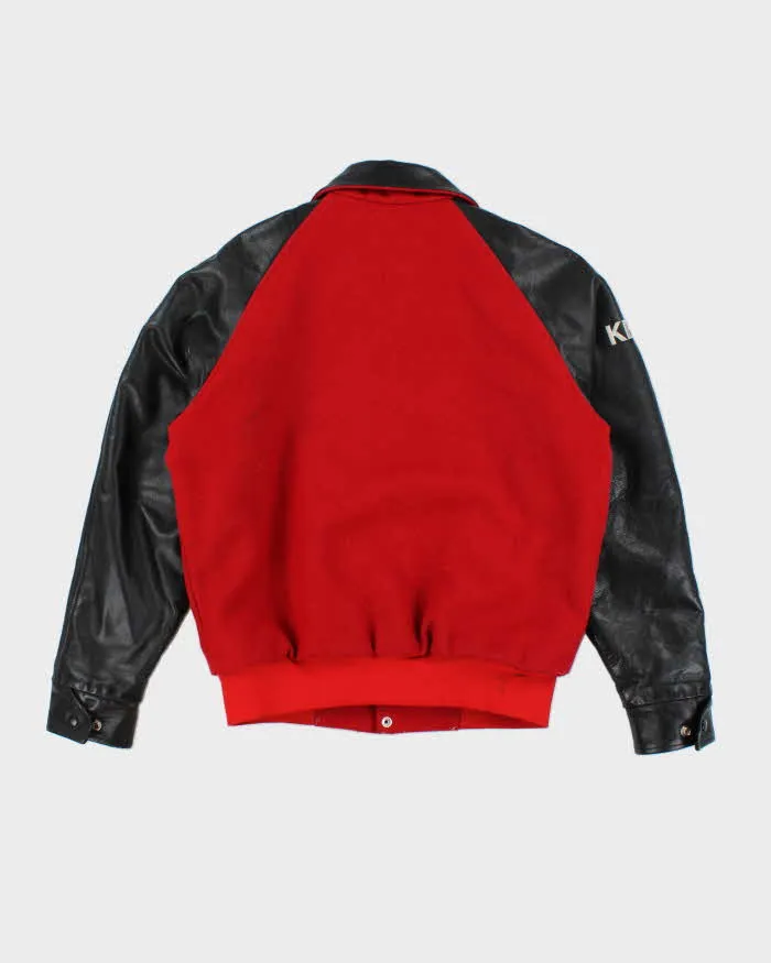 Vintage 90's Heavyweight Leather Embroidered Varsity Jacket - L sold by Rokit product image thumbnail 2