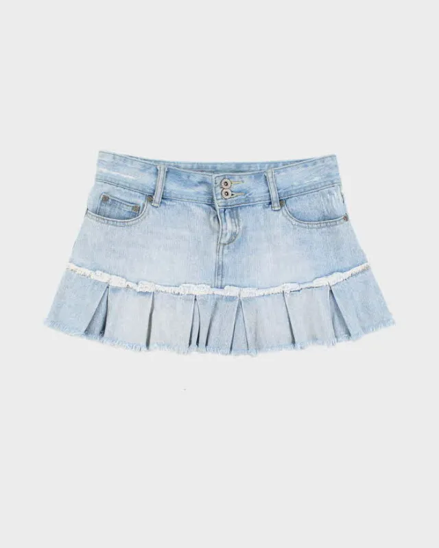 Y2K Garage Demin Pleated Mini Skirt - M sold by Rokit