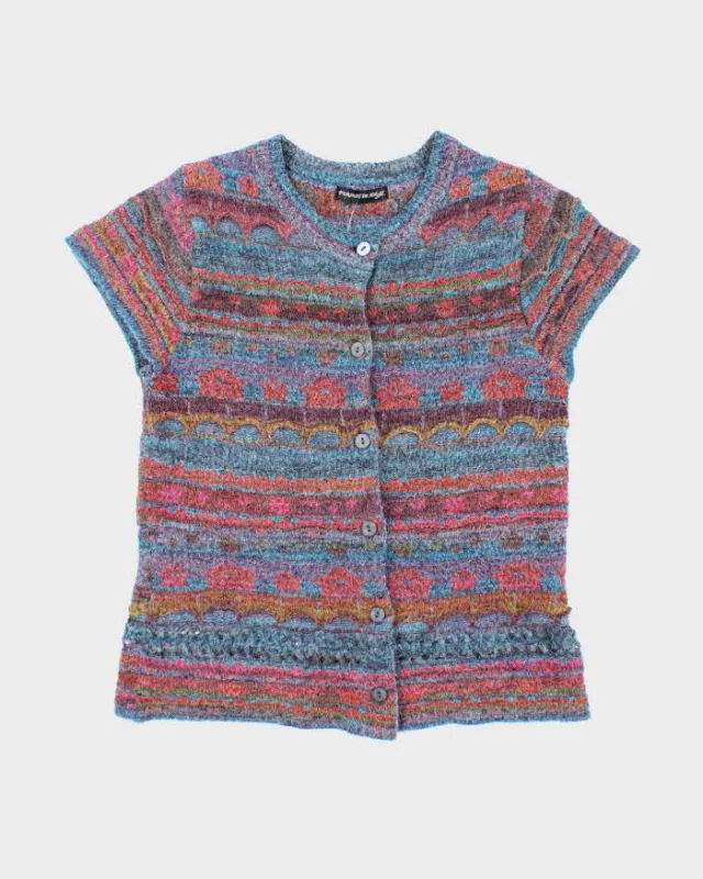 Vintage Y2k 00s Persuit De Ideal Mohair Blend Short Sleeve Cardigan - S sold by Rokit