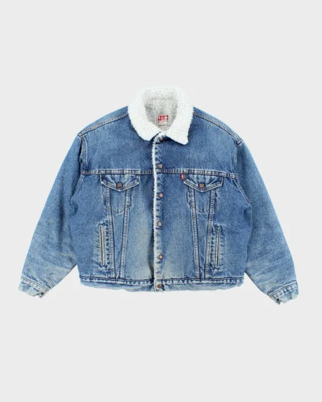 Men's Vintage 1990s Levi's Blue Denim Fleece Lined Jacket - XL sold by Rokit