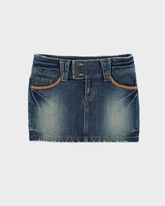 Vintage Y2k 00s Rose Bullet Denim Mini Skirt - S sold by Rokit