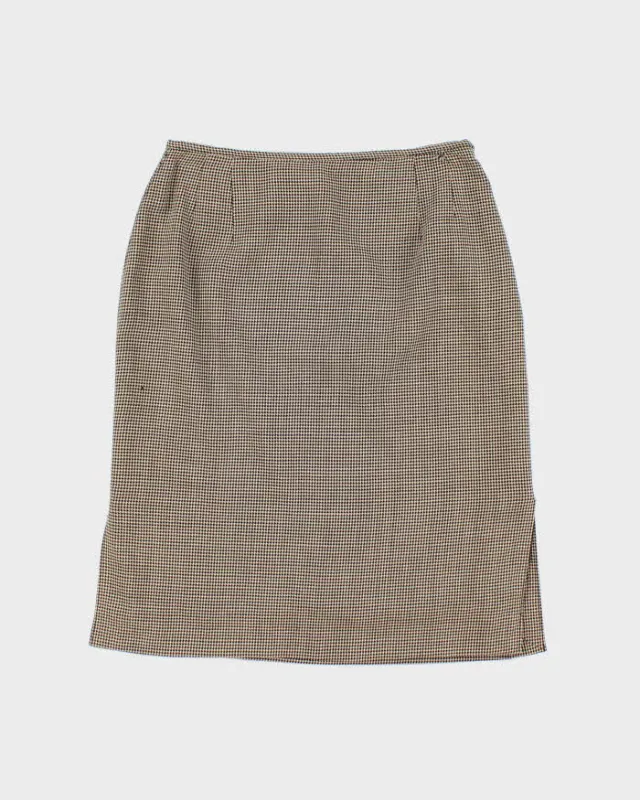 Vintage 1990s Valentino Beige and Black Houndstooth Midi Skirt - M sold by Rokit