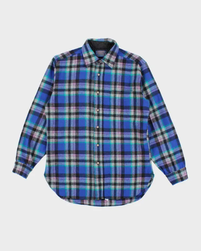 Vintage 1990s Pendleton Blue Plaid 100% Wool Shirt - M sold by Rokit