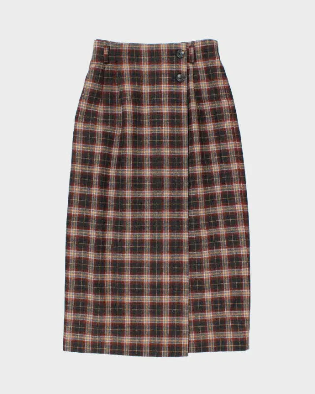 Vintage Wool Checked Long Skirt - XS sold by Rokit