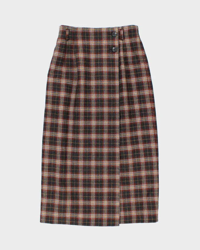 Vintage Wool Checked Long Skirt - XS sold by Rokit
