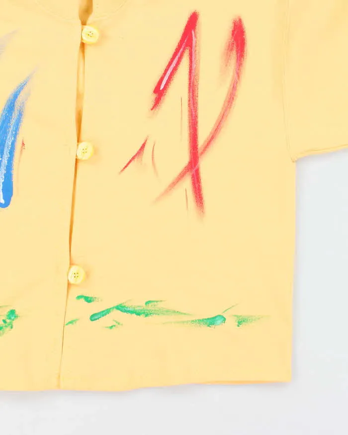 Vintage 1990s Sunset Coast Abstract Paint Yellow Cardigan Sweatshirt - L sold by Rokit product image thumbnail 3