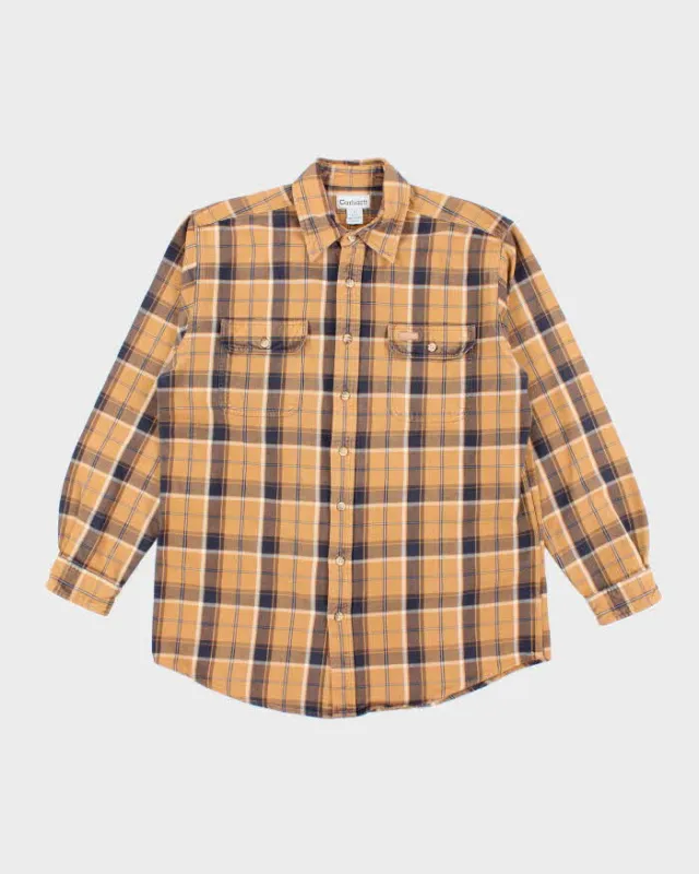 Men's Carhartt Heaveyweight Orange Plaid Collared Shirt - L sold by Rokit