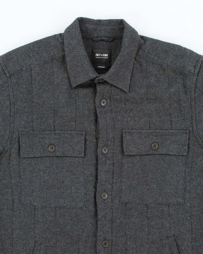 Men's Only & Sons Grey Button Up Lined Over Shirt - M sold by Rokit product image thumbnail 3
