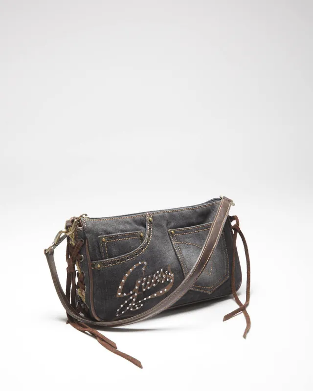 Vintage Y2k 00s Guess Denim Lace-up Mini Handbag sold by Rokit