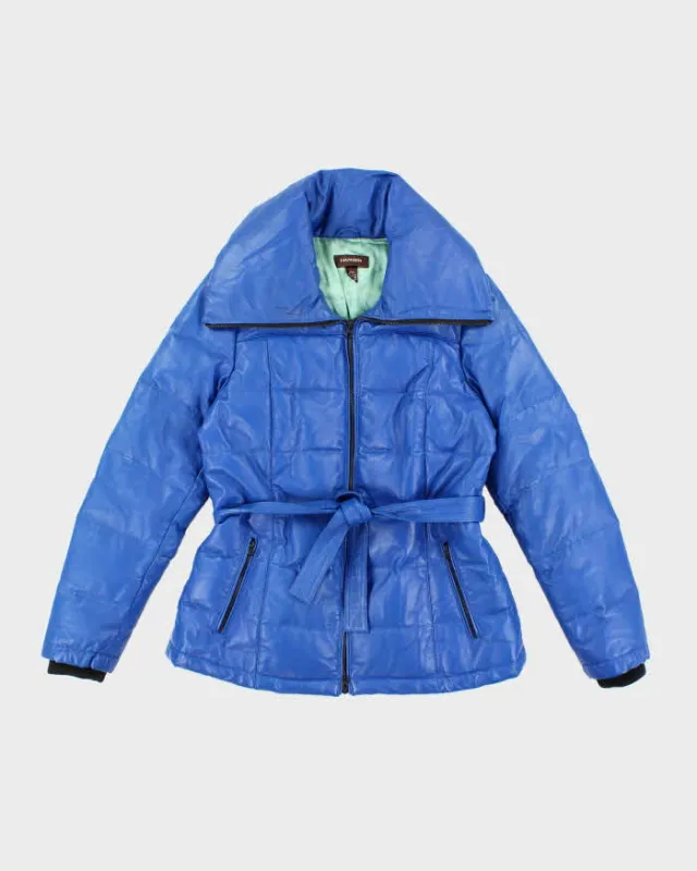 Women's Danier Colbalt Blue Leather Winter Coat - M sold by Rokit