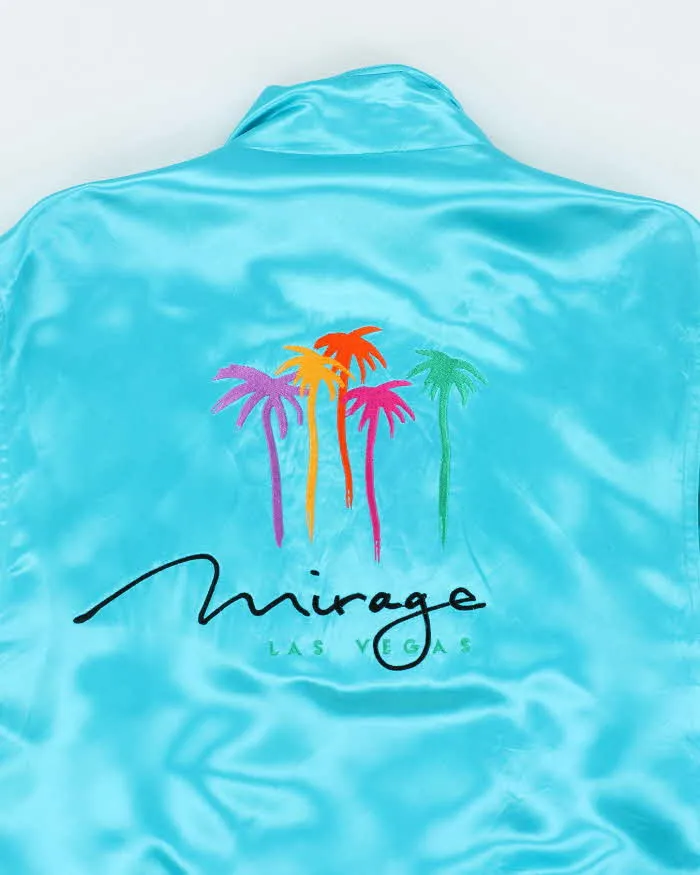 Vintage 1990s M.A.P. Teal Blue Satin Mirage Bomber Jacket - S sold by Rokit product image thumbnail 4