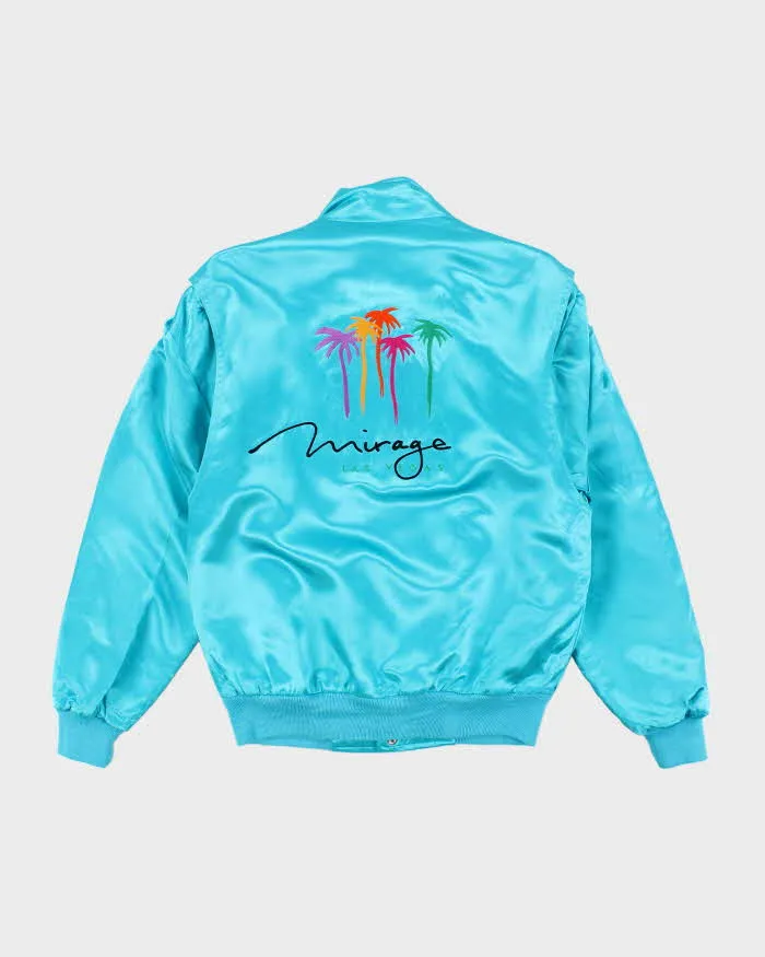Vintage 1990s M.A.P. Teal Blue Satin Mirage Bomber Jacket - S sold by Rokit product image thumbnail 2
