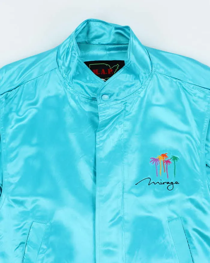 Vintage 1990s M.A.P. Teal Blue Satin Mirage Bomber Jacket - S sold by Rokit product image thumbnail 3