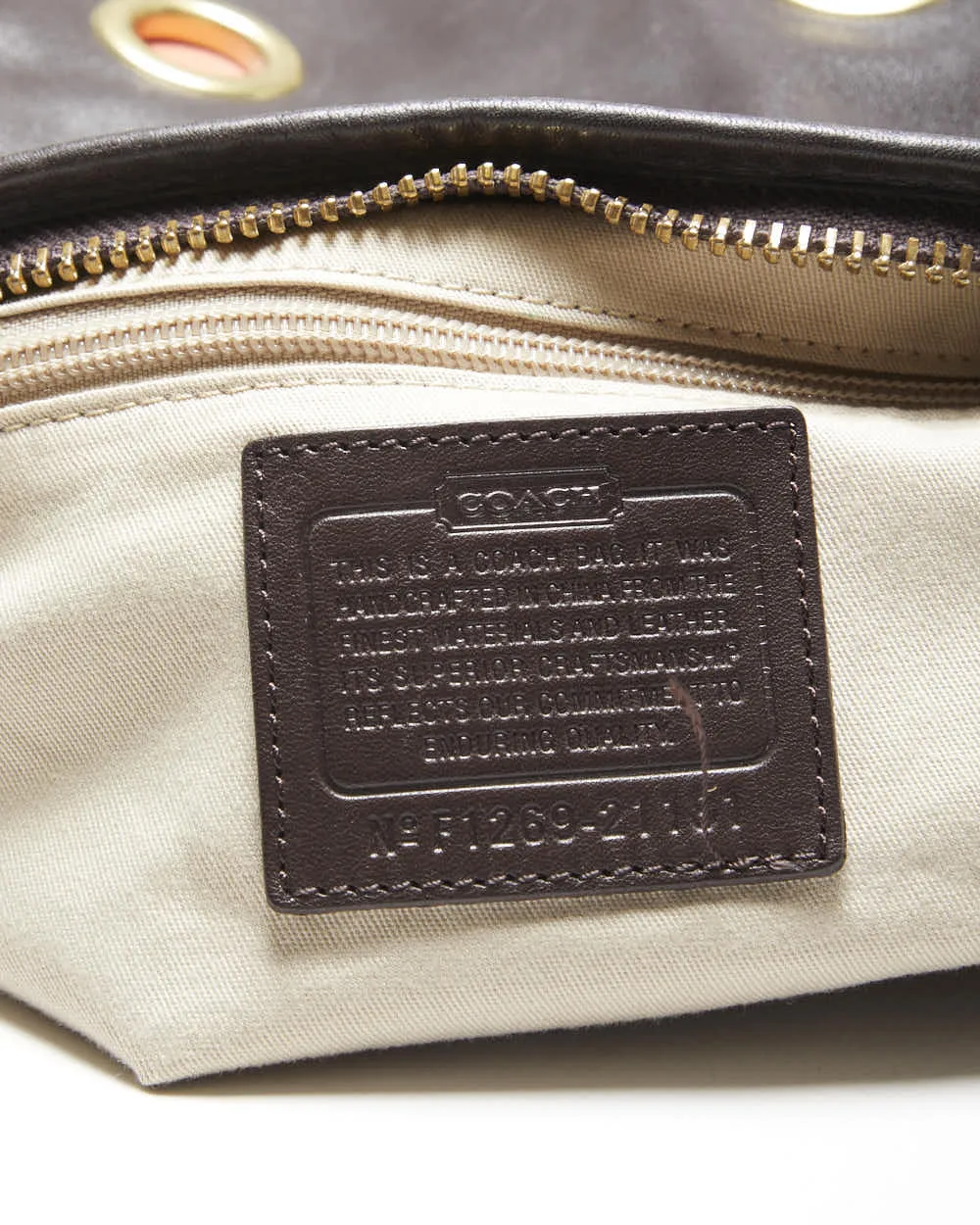 Vintage Y2k 00s Coach Leather Eyelet Shoulder Bag sold by Rokit product image thumbnail 5