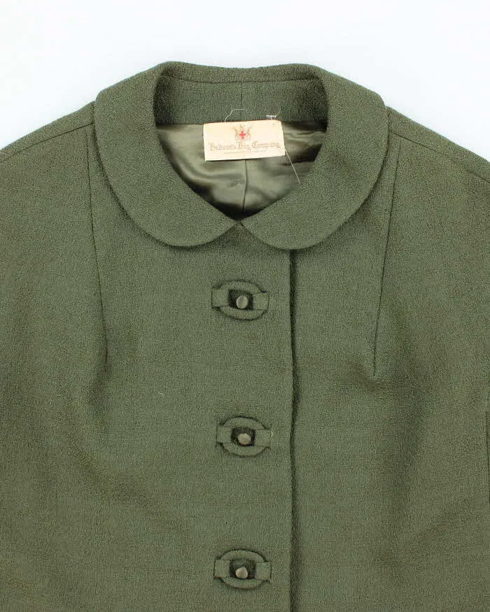 Vintage 1960s Women's Hudson's Bay Company Olive Green Cropped Coat - M sold by Rokit product image thumbnail 3