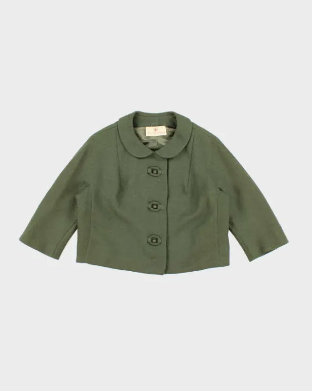 Vintage 1960s Women's Hudson's Bay Company Olive Green Cropped Coat - M sold by Rokit