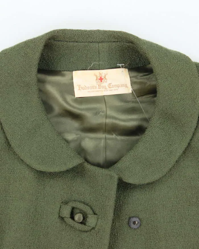 Vintage 1960s Women's Hudson's Bay Company Olive Green Cropped Coat - M sold by Rokit product image thumbnail 5