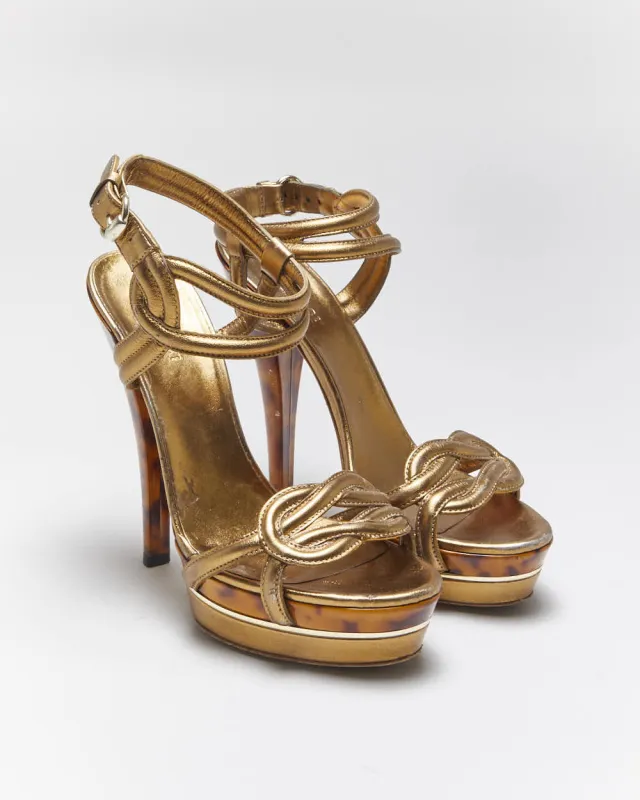 Vintage Y2k 00s Gucci Gold Tortoise Shell Heels - UK4 sold by Rokit