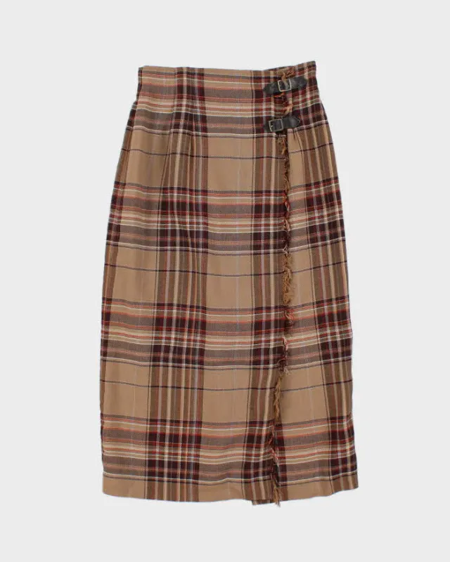 Vintage Buckle Check Wool Skirt - XS sold by Rokit