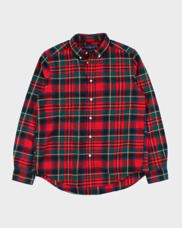 Ralph Lauren Red and Green Plaid Work Shirt - M sold by Rokit