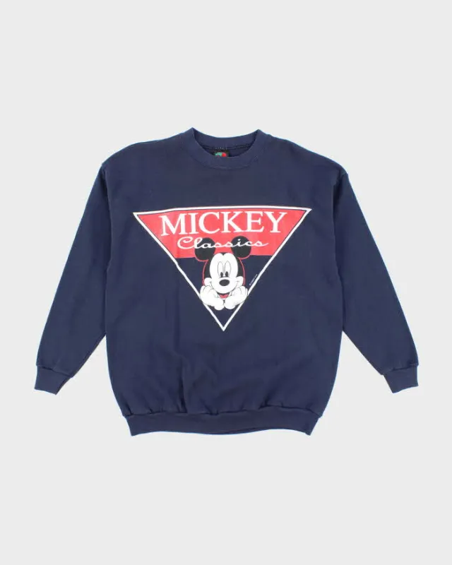 Vintage 1990s Disney Mickey Print Navy Blue Sweatshirt - M sold by Rokit