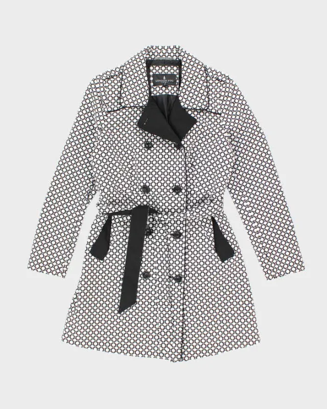 Women's London Fog Black and White Patterned Trench Coat - M sold by Rokit