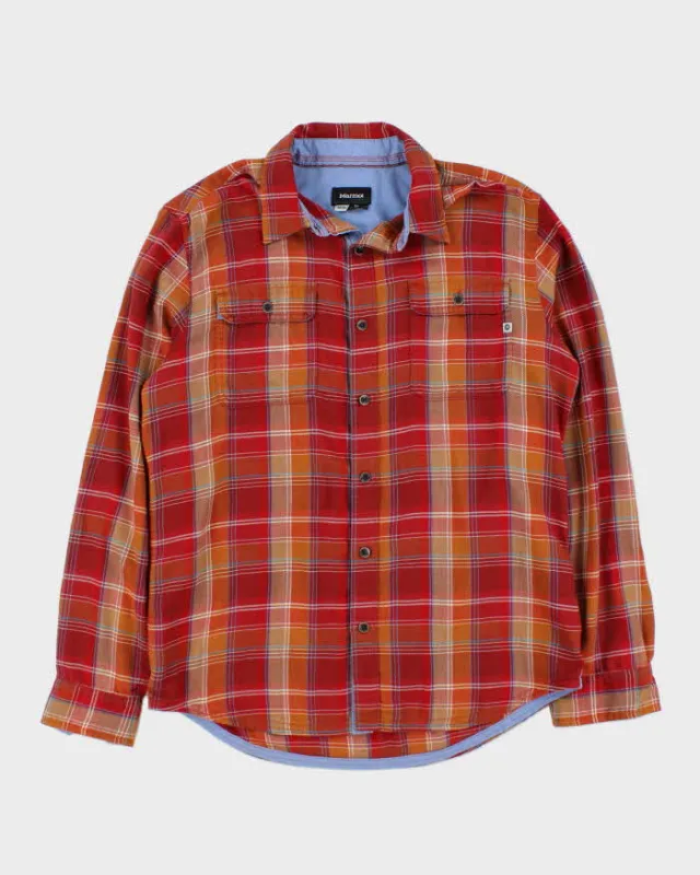 Marmot Red and Orange Plaid Work Shirt - M made by Rokit
