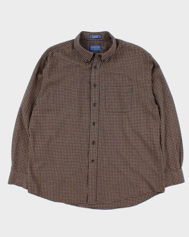 Pendleton Brown Plaid Cotton Wool Blend Work Shirt - XL sold by Rokit