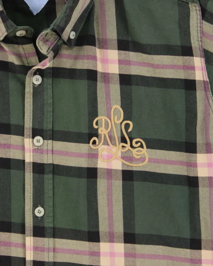 Ralph Lauren Green and Pink Plaid 100% Work Shirt - L sold by Rokit product image thumbnail 4