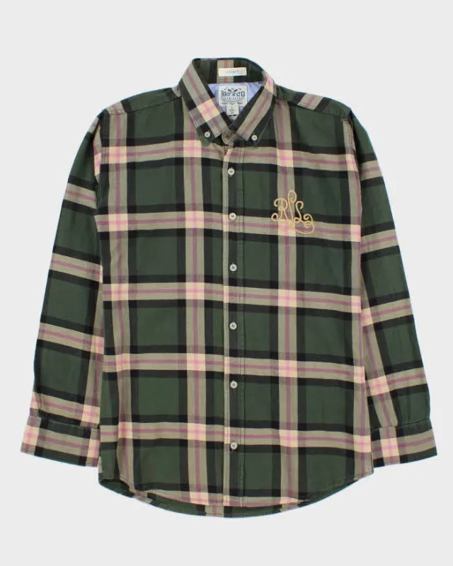 Ralph Lauren Green and Pink Plaid 100% Work Shirt - L sold by Rokit