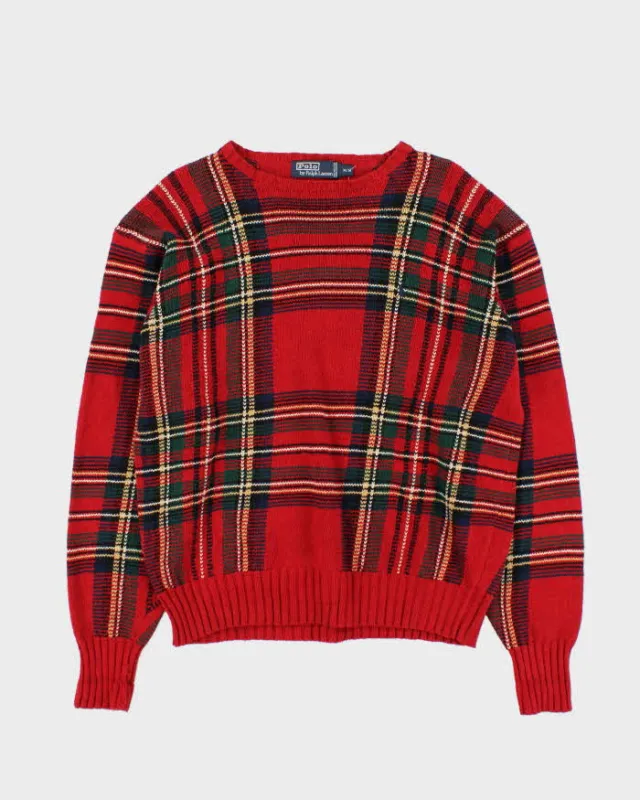 Vintage Ralph Lauren Oversized Tartan Knit Jumper - M sold by Rokit