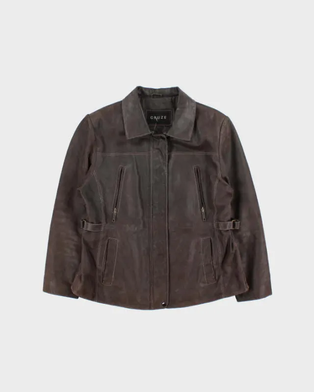 Vintage Cruze Brown Leather Jacket - L sold by Rokit