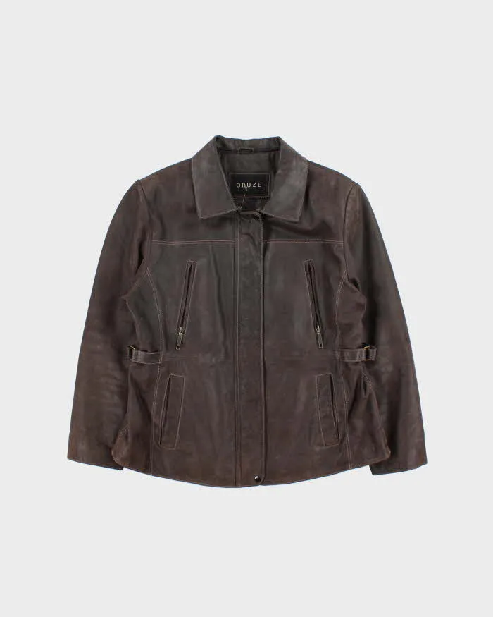 Vintage Cruze Brown Leather Jacket - L sold by Rokit