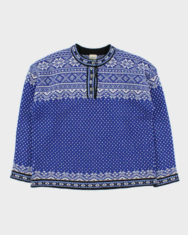 Vintage L.L.Bean Wool Quarter-button Chunky Jumper - L sold by Rokit