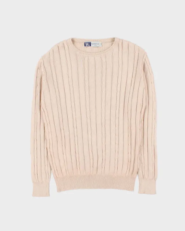 Vintage 90s Burberry Lightweight Cable Knit Jumper - M sold by Rokit