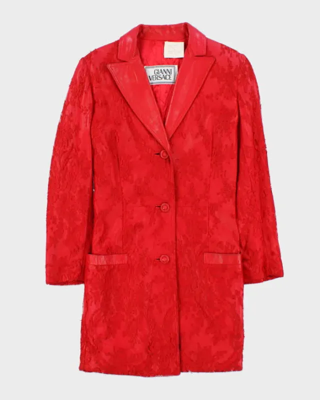 Vintage 80s Gianni Versace Lace Red Leather Jacket - XS sold by Rokit